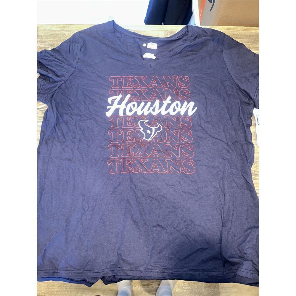 Houston Texans T Shirt Womens 2XL NFL Apparel Short Sleeve VNeck. Nwt. O